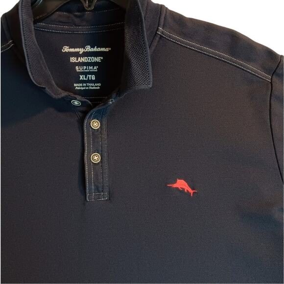 Tommy Bahama Island Zone Polo XL Navy Blue Supima Knit Preppy Casual - Picture 1 of 14